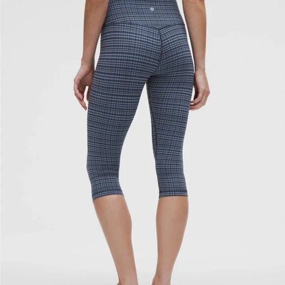 NWT Lululemon ALIGN High Rise Crop 17" GGWD Houndstooth Blue 10 - Picture 2 of 7